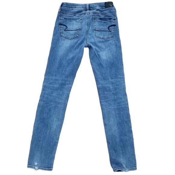 Distressed Jeans AEO Size 4 Super Stretch Denim American Eagle Outfitters Skinny - Picture 10 of 10